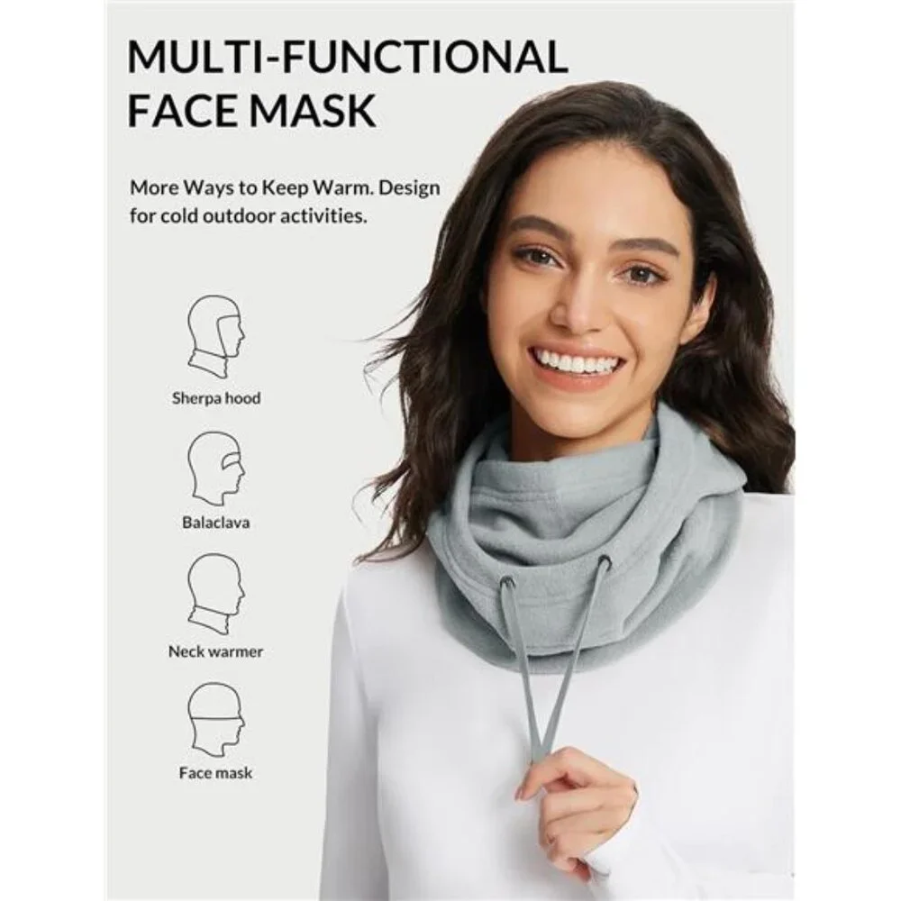 Unisex Fleece Balaclava Face Mask Thermal Ski Mask Face Cover with Hood Scarf